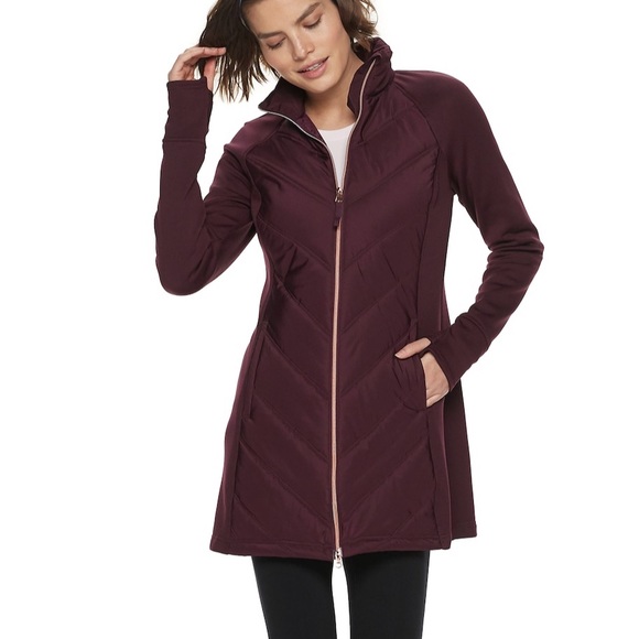 Fila Jackets & Coats | Fila Sport Mixed Media Long Jacket Purple Small | Poshmark